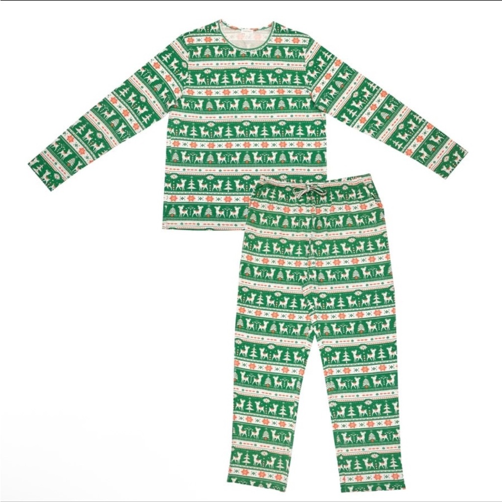 Angel dear adult bamboo Christmas pjs - vintage deer fair isle large